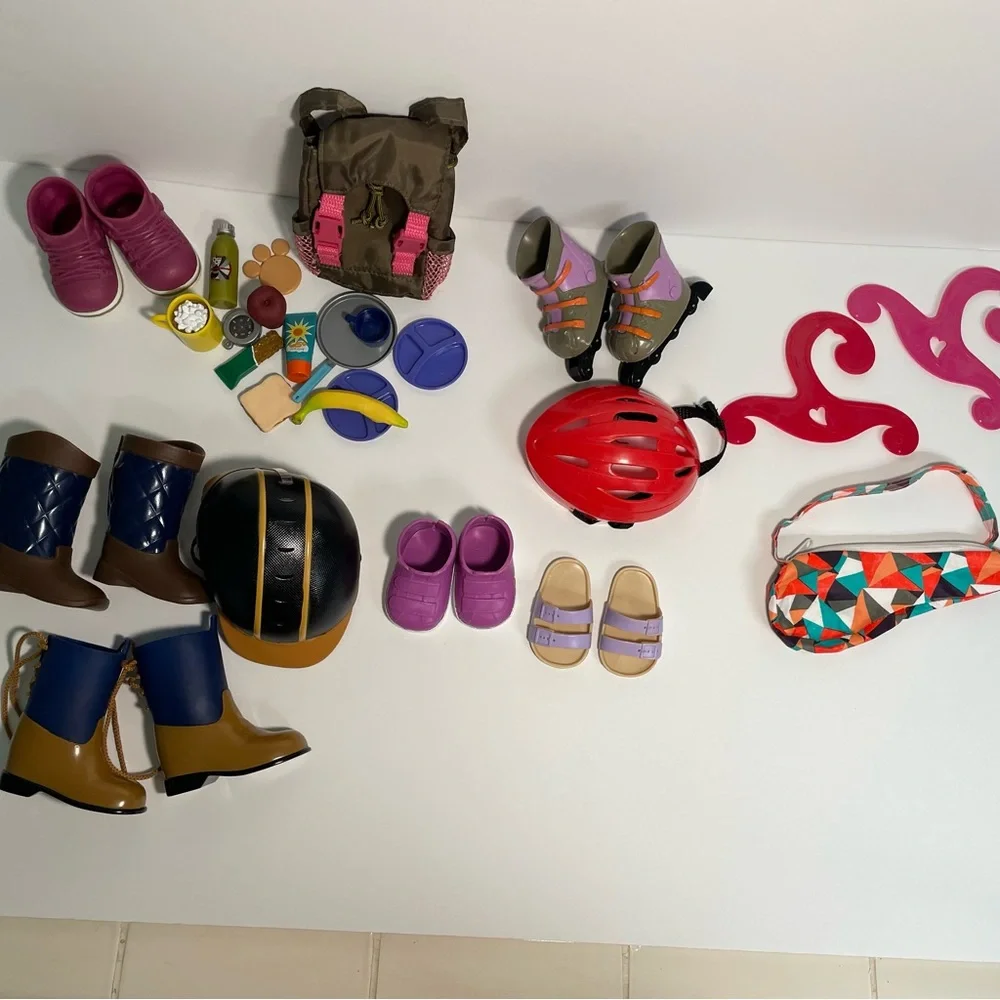 Our Generation Accessories Lot Shoes Skates Boots Fits 18" Dolls - Picture 1 of 5